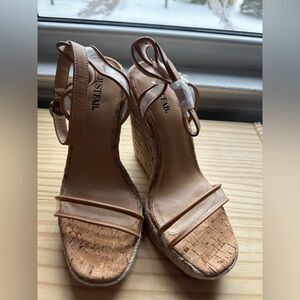JustFab Cork and Tan Wedge Sandals